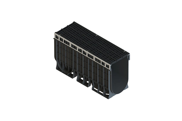 Лоток пластиковый PolyMax Drive DN300 H560 с щелевой чугунной решеткой C250 (к-т) - Стандартпарк, рис. 1